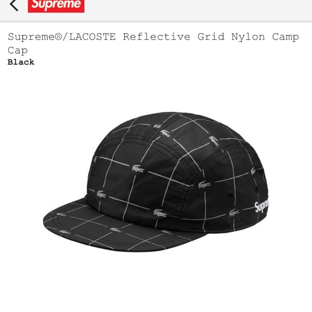 Supreme Lacoste collab nylon reflective hat